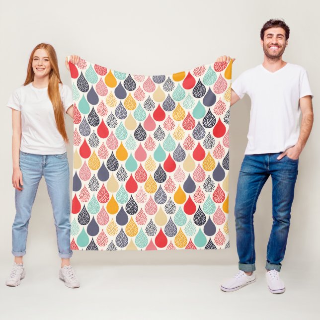 Raindrop Pop Art Dot Pattern Fleece Blanket (In Situ)