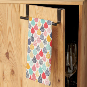 Raindrop Pop Art Dot Pattern Kitchen Towel