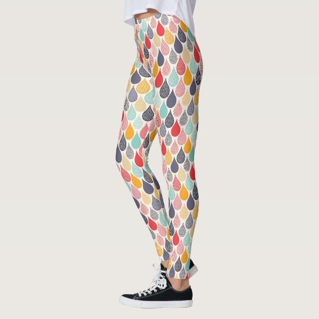 Raindrop Pop Art Dot Pattern Leggings (Left)