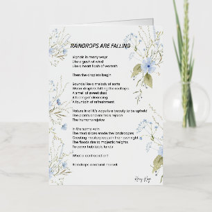 Raindrops are falling poem poetry foil greeting card
