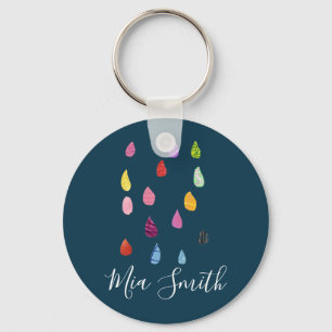 Raindrops art collage cute collage boho keychain
