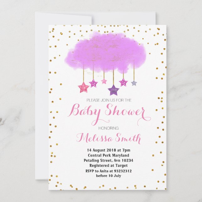 Raindrops Baby Shower Invitation card (Front)