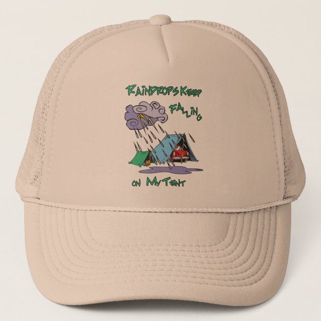 Raindrops Camping Trucker Hat (Front)