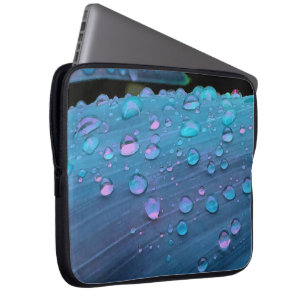 Raindrops Closeup, Spacey Blues Laptop Sleeve