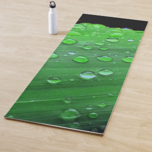 Raindrops Closeup, Spacey Green Yoga Mat