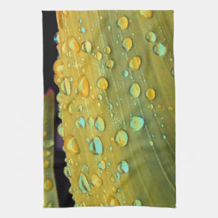 Raindrops Closeup, Spacey Mustard Yellow Kitchen Towel