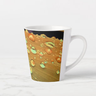 Raindrops Closeup, Spacey Rust Orange Latte Mug