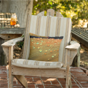 Raindrops Closeup, Spacey Rust Orange Outdoor Pillow