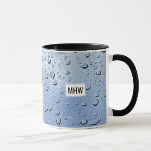 “Raindrops” custom monogram mugs