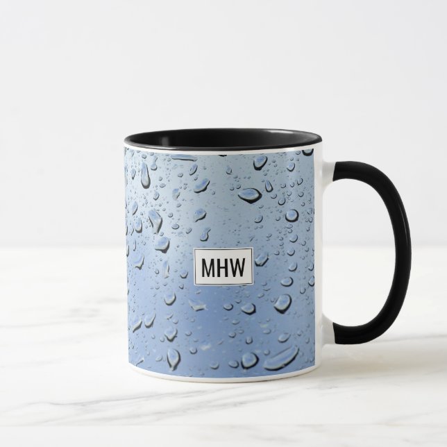 “Raindrops” custom monogram mugs (Right)