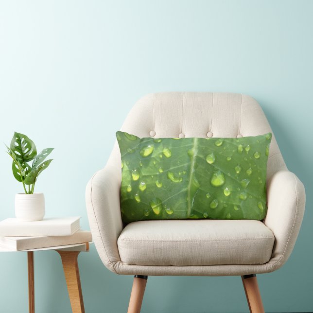Raindrops on a Leaf Lumbar Pillow (Chair)