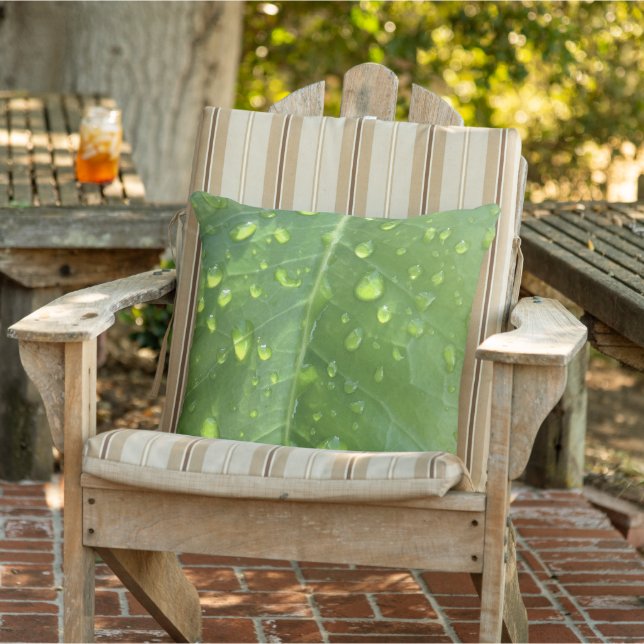 Raindrops on a Leaf Outdoor Pillow (Chair)