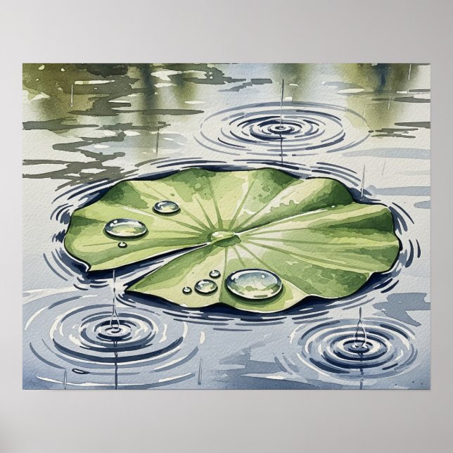 Raindrops on a Lilypad Poster (Front)