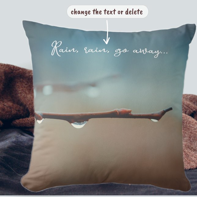 Raindrops on a tree branch throw pillow (Creator Uploaded)