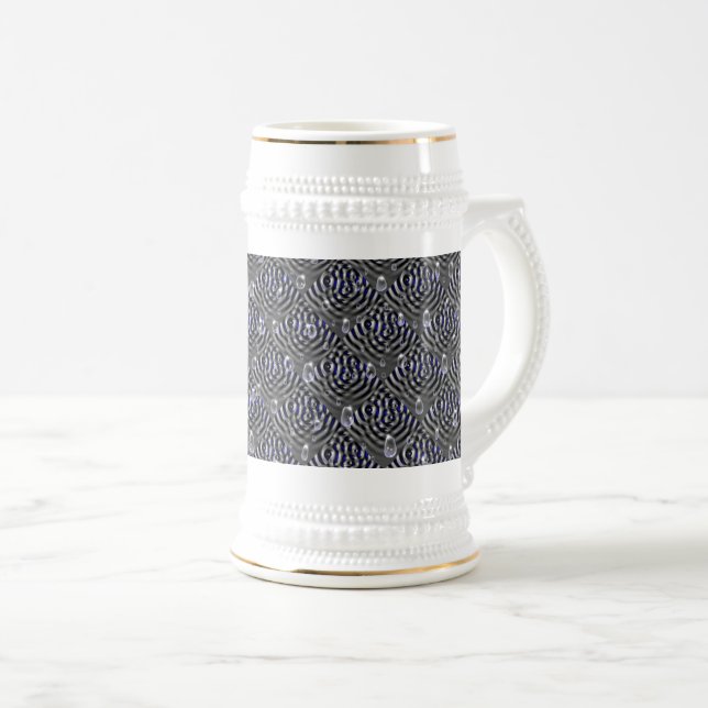 Raindrops on blue grey Metal Beer Stein (Front Right)