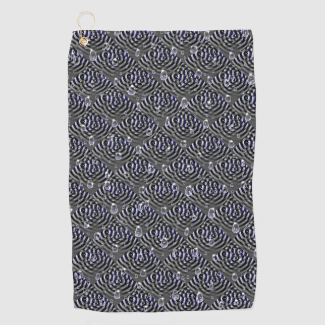 Raindrops on blue grey Metal Golf Towel (Front)