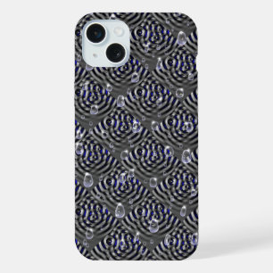 Raindrops on blue grey Metal iPhone 15 Plus Case