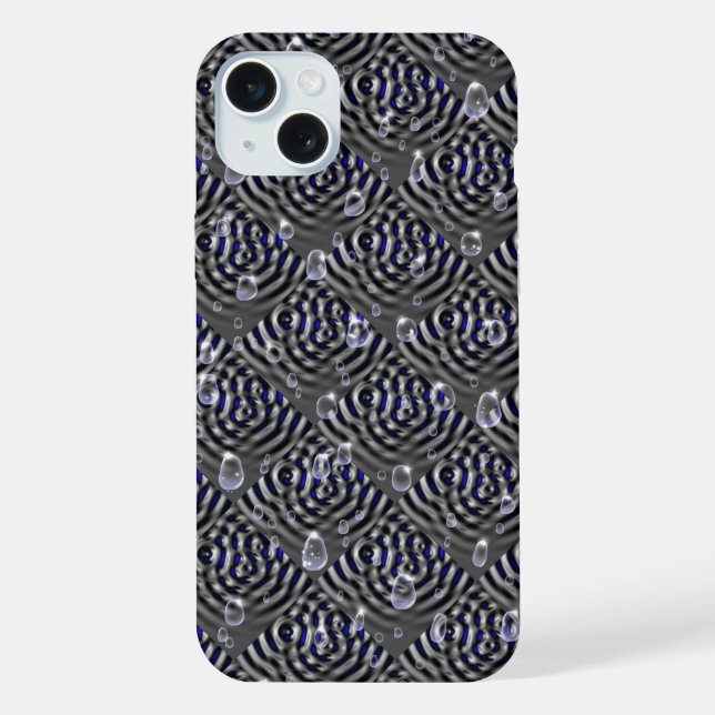 Raindrops on blue grey Metal iPhone Case (Back)