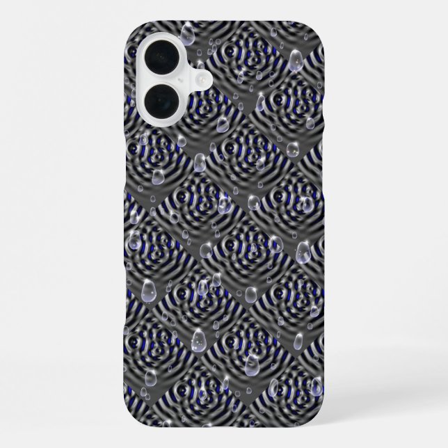 Raindrops on blue grey Metal iPhone Case (Back)