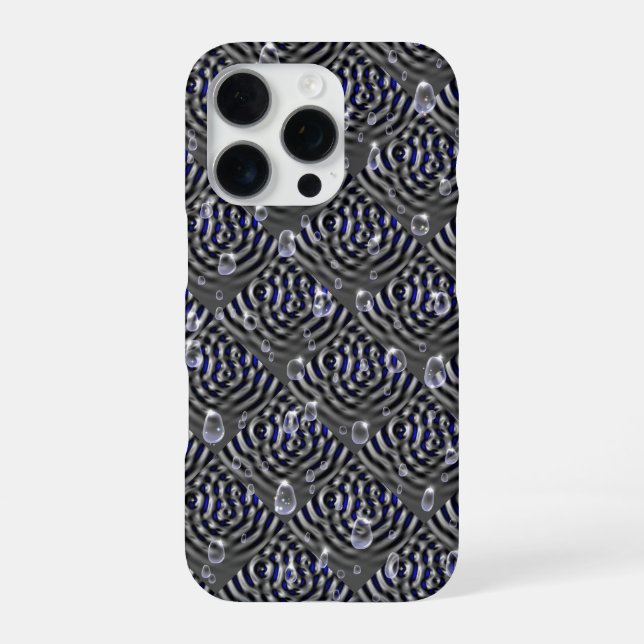 Raindrops on blue grey Metal iPhone Case (Back)
