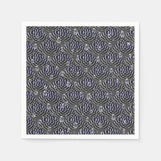 Raindrops on blue grey Metal Napkin (Front)