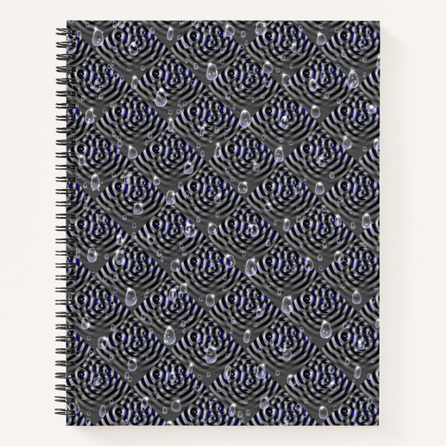 Raindrops on blue grey Metal Notebook (Front)