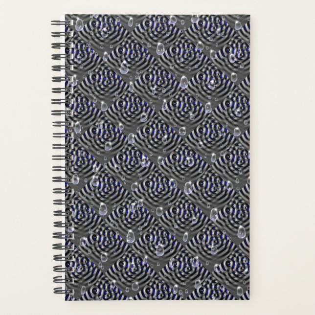 Raindrops on blue grey Metal Planner (Front)