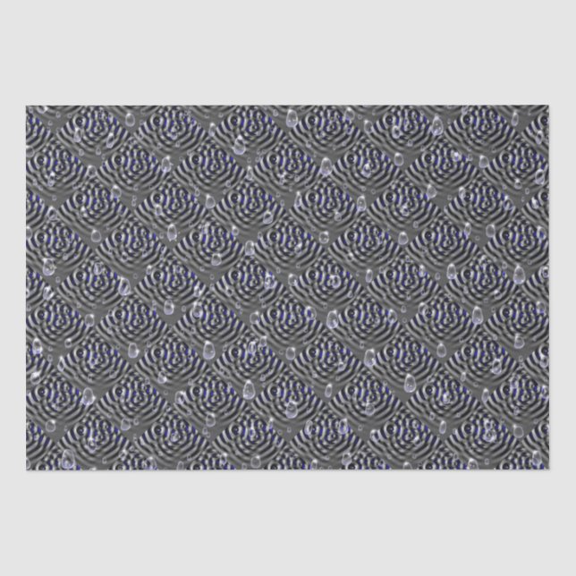 Raindrops on blue grey Metal Tissue Paper (Front)