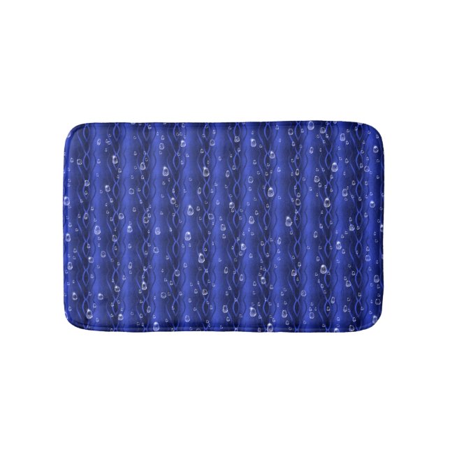 Raindrops on blue Metal Bath Mat (Front)