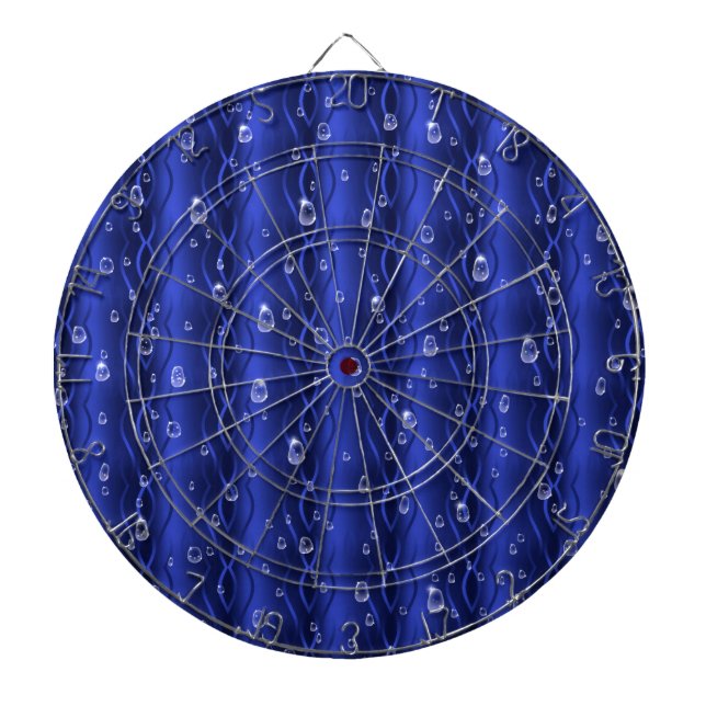 Raindrops on blue Metal Dartboard (Front)
