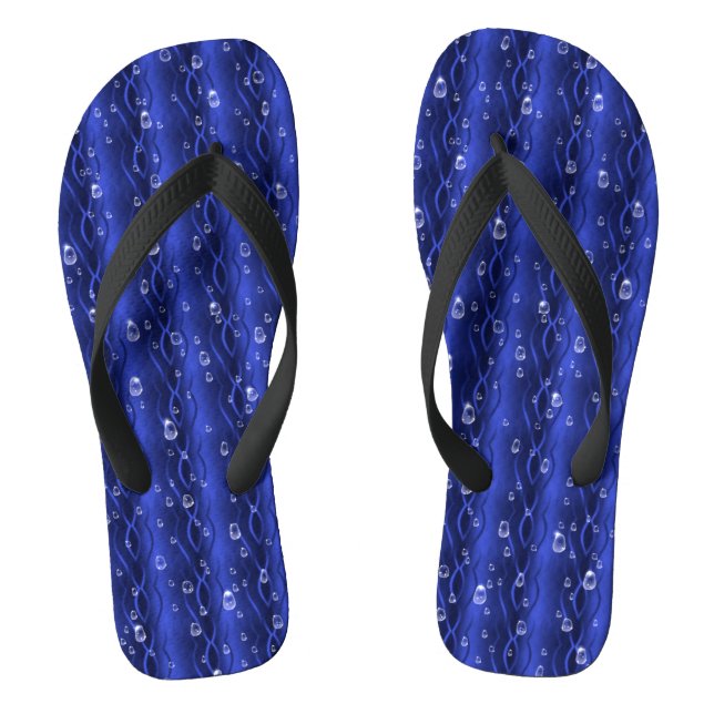 Raindrops on blue Metal Flip Flops (Footbed)