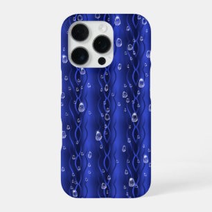 Raindrops on blue Metal iPhone 16 Pro Case