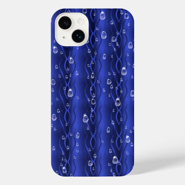 Raindrops on blue Metal iPhone Case (Back)