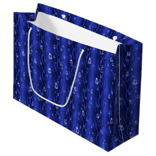 Raindrops on blue Metal Large Gift Bag