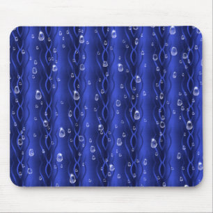 Raindrops on blue Metal Mouse Pad