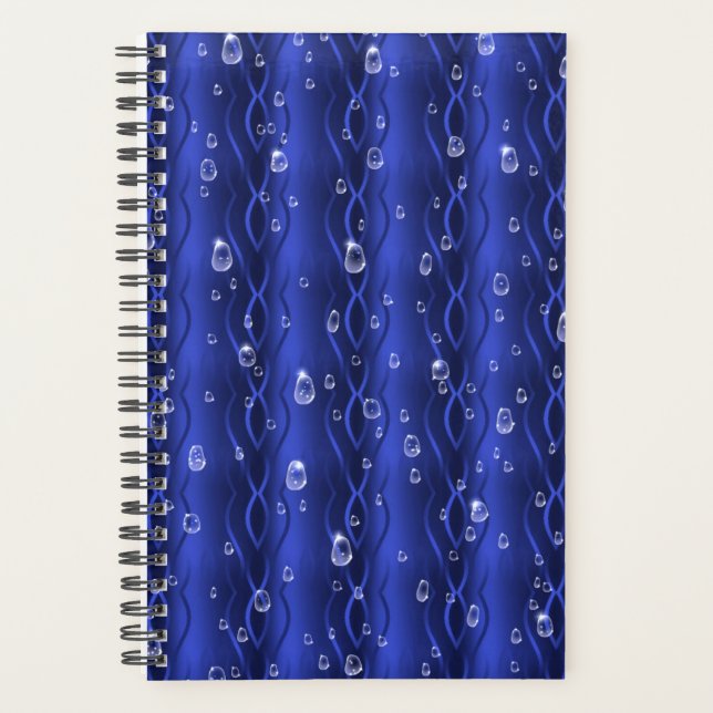 Raindrops on blue Metal Planner (Front)