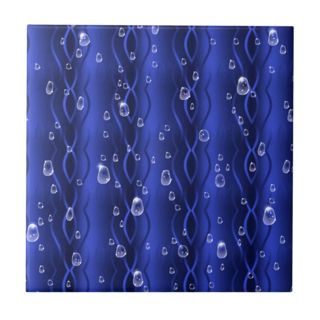 Raindrops on blue Metal Tile (Front)