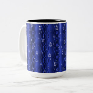Raindrops on blue Metal Two-Tone Coffee Mug