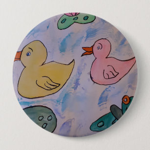Raindrops on Ducklings Badge 4 Inch Round Button