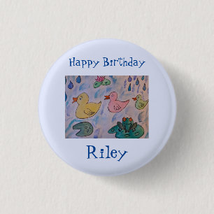 Raindrops on Ducklings Birthday 1 Inch Round Button