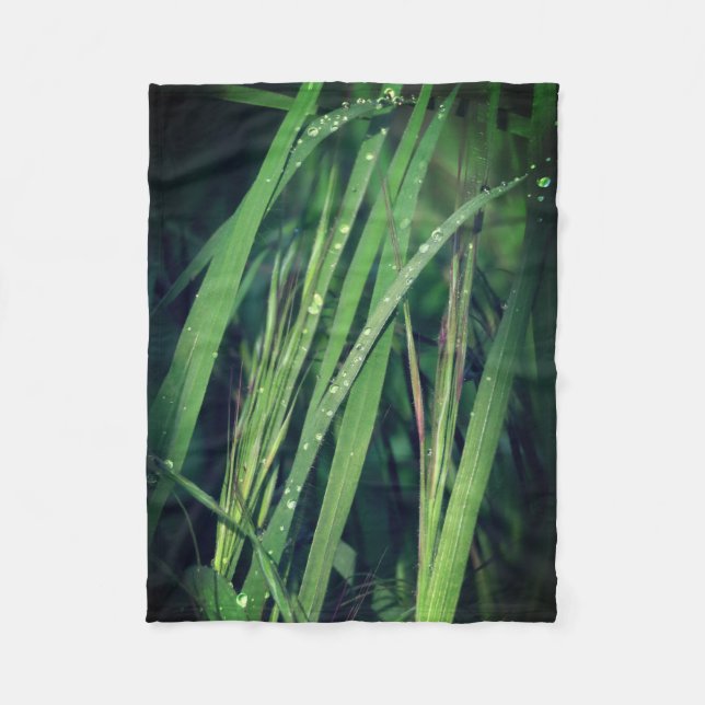 Raindrops on Grass Fleece Blanket (Front)