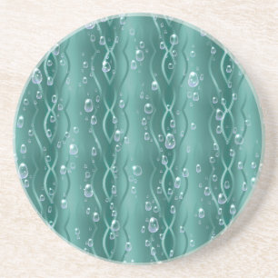 Raindrops on green Metal Coaster
