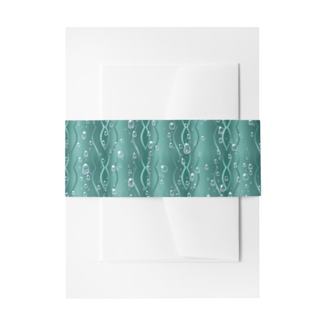 Raindrops on green Metal Invitation Belly Band (Front Example)