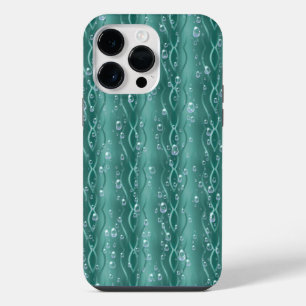 Raindrops on green Metal iPhone 14 Pro Max Case