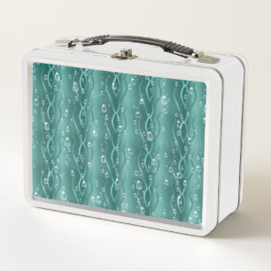 Raindrops on green Metal Lunch Box