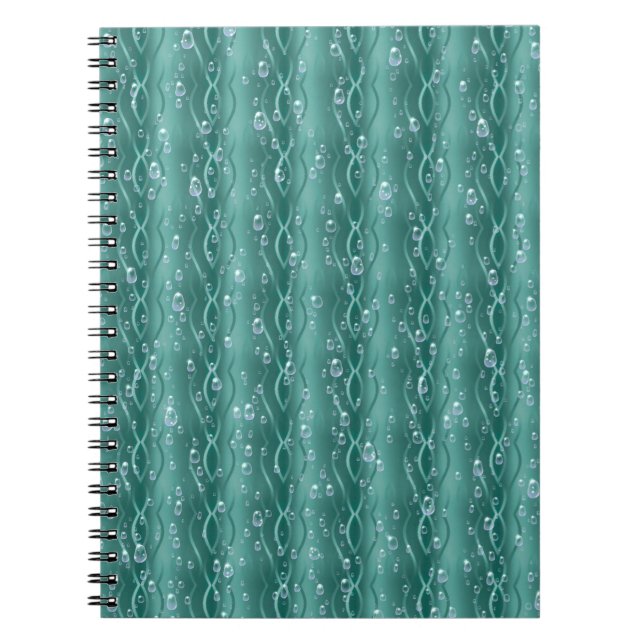 Raindrops on green Metal Notebook (Front)