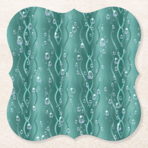 Raindrops on green Metal Paper Coaster