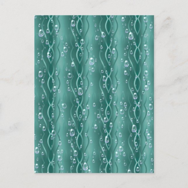 Raindrops on green Metal Postcard (Front)