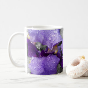 raindrops on iris coffee mug