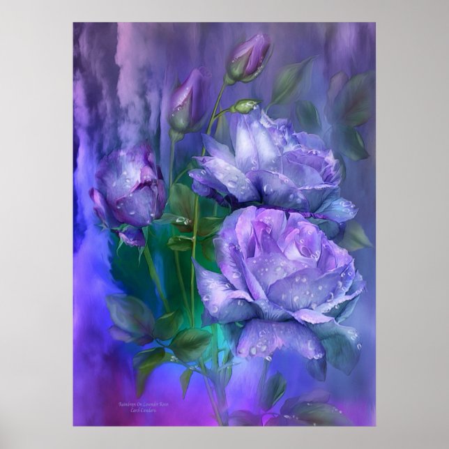 Raindrops On Lavender Roses Art Poster/Print Poster (Front)